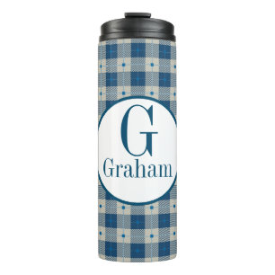 Blue Lodge Plaid Monogram Thermal Tumbler