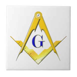 Blue Lodge Square & Compasses Ceramic Tile