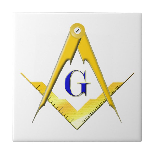 Blue Lodge Square & Compasses Ceramic Tile (Front)