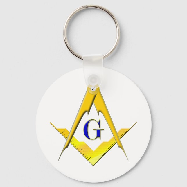 Blue Lodge Square & Compasses Key Ring (Front)