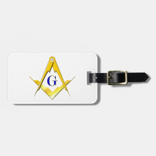 Blue Lodge Square & Compasses Luggage Tag (Front Horizontal)