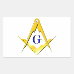 Blue Lodge Square & Compasses Rectangular Sticker