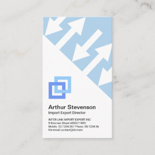 Blue Logistics Direction Arrow Import Export Agent Business Card