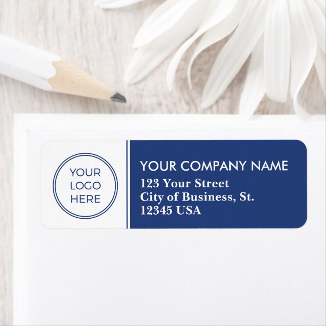Blue Logo Business Address Label Return Address Label (Insitu)