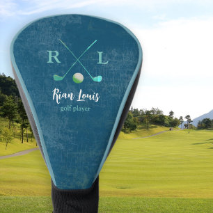 Blue Logo Name Golf Head Cover