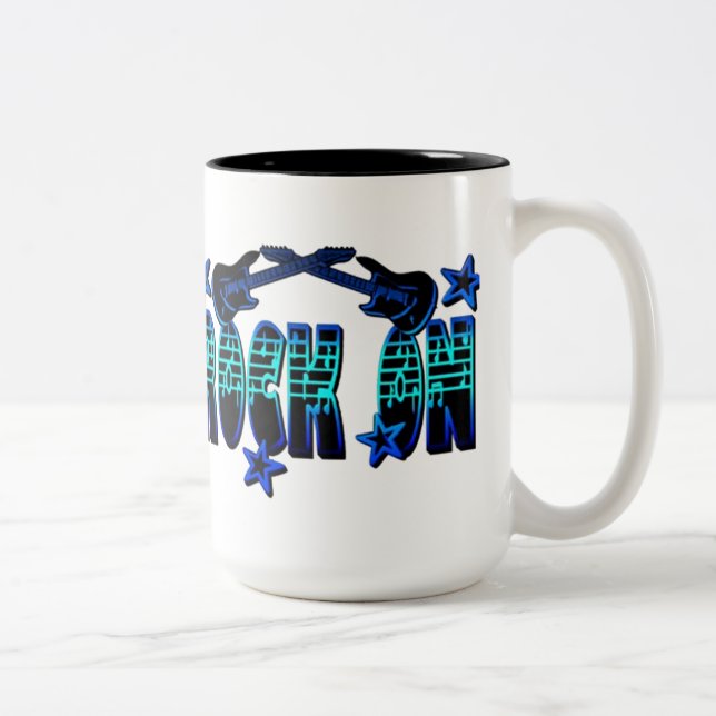 Blue Logo Rock On Guitars & Stars Mug (Right)