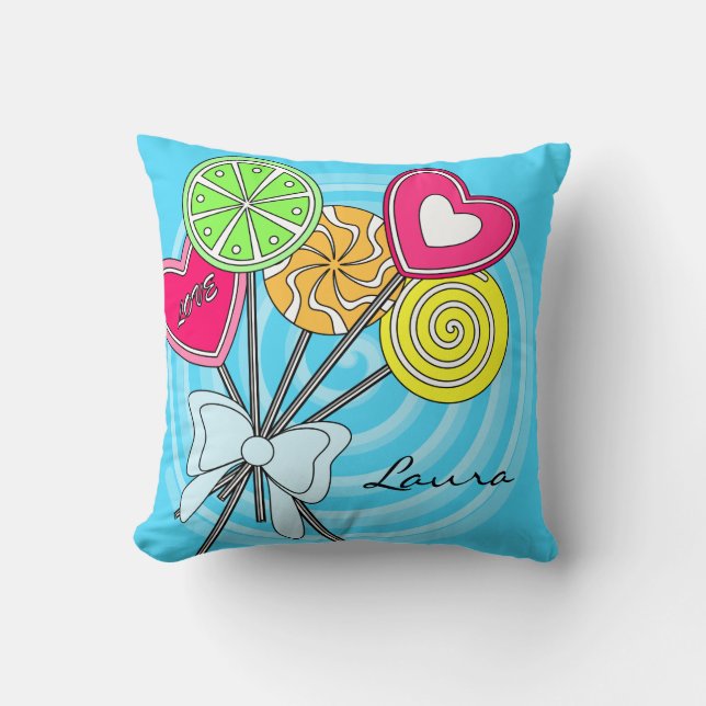 Blue lollipop Pillow (Front)