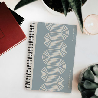 Blue Lombard Wavy Lines Modern Custom Notebook