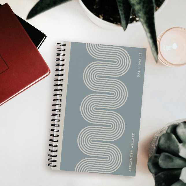 Blue Lombard Wavy Lines Modern Custom Notebook (Creator Uploaded)