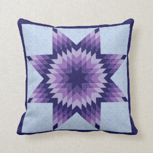 Blue Lone Star Quilt Design Cushion