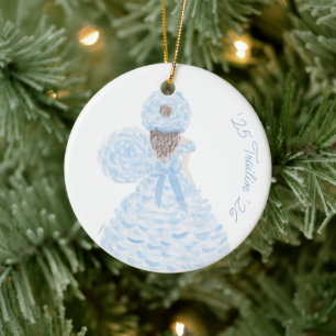 Blue Loose Watercolor Azalea Trail Maid Ceramic Ornament