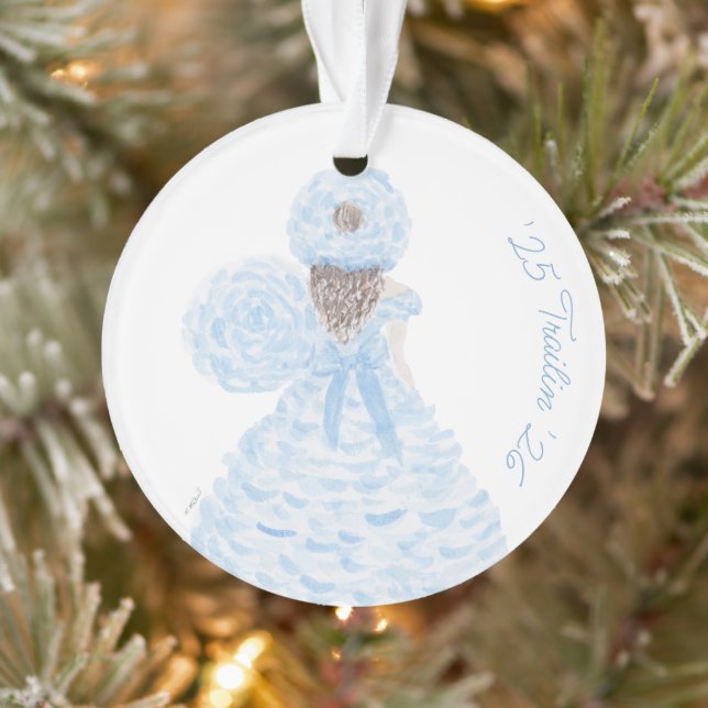 Blue Loose Watercolor Azalea Trail Maid Ornament (Tree)