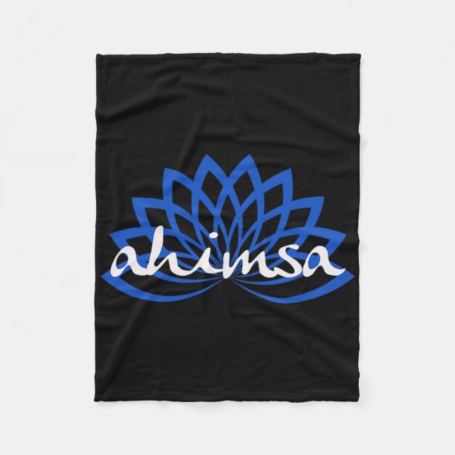 Blue Lotus Ahimsa  Fleece Blanket (Front)