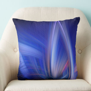 Blue Lotus Elegant Modern Abstract Light Art Cushion