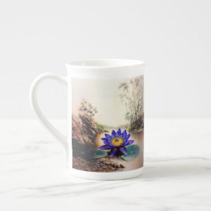 Blue Lotus Emerging from Muddy Waters (Vietnamese) Bone China Mug