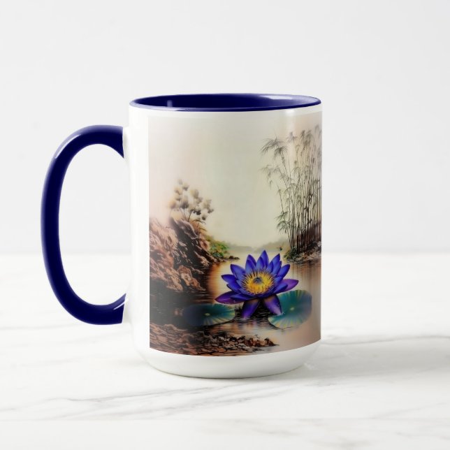 Blue Lotus Emerging from Muddy Waters (Vietnamese) Mug (Left)