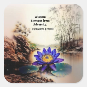 Blue Lotus Emerging from Muddy Waters (Vietnamese) Square Sticker