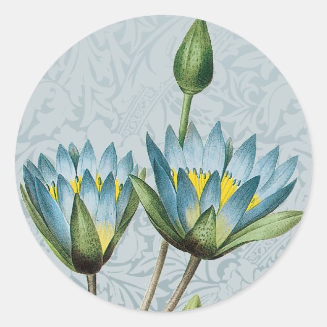 Blue Lotus Floral Sticker Envelope Seal (Front)