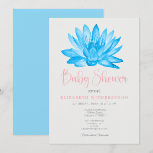 blue lotus flower baby Shower Invitation stylish