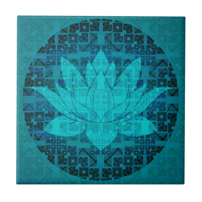 Blue Lotus Flower Ceramic Tile (Front)