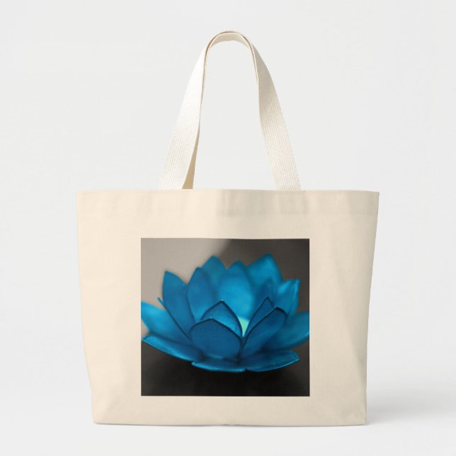 Blue Lotus Flower Large Tote Bag (Front)