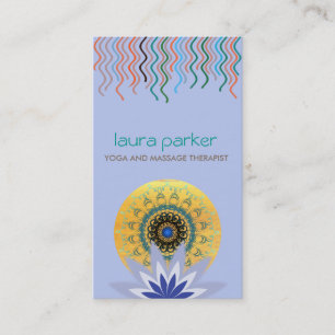 Blue Lotus Flower Logo Yoga Damask Healing Health Business Card