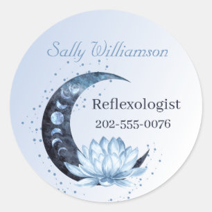 Blue Lotus Flower Moon Business Promotion Classic Round Sticker