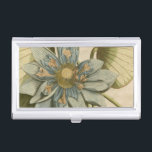Blue Lotus Flower on Tan Background with Writing Business Card Holder<br><div class="desc">A beautiful blue lotus flower in full bloom is the focus of this piece. The yellow centre is almost hypnotising in its glory. Add a little elegance to your home with this print!</div>