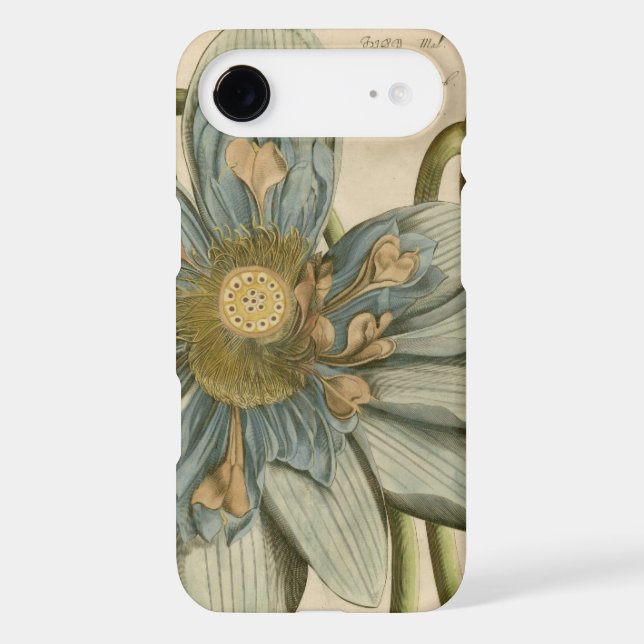 Blue Lotus Flower on Tan Background with Writing Case-Mate iPhone Case (Back)