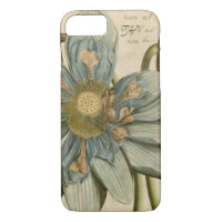 Blue Lotus Flower on Tan Background with Writing