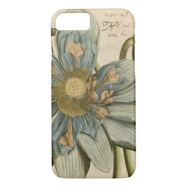 Blue Lotus Flower on Tan Background with Writing Case-Mate iPhone Case (Back)