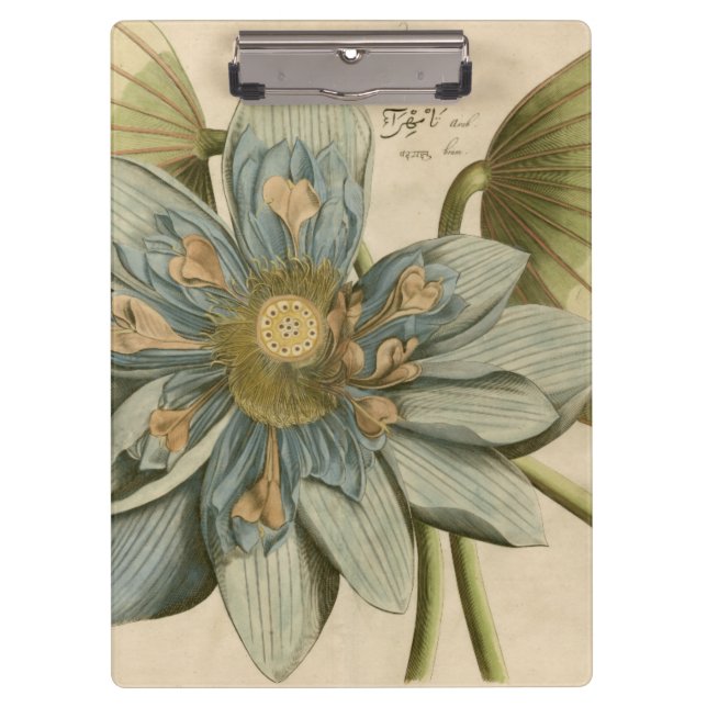 Blue Lotus Flower on Tan Background with Writing Clipboard (Front)