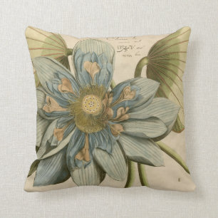 Blue Lotus Flower on Tan Background with Writing Cushion