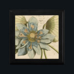 Blue Lotus Flower on Tan Background with Writing Gift Box<br><div class="desc">A beautiful blue lotus flower in full bloom is the focus of this piece. The yellow centre is almost hypnotising in its glory. Add a little elegance to your home with this print!</div>