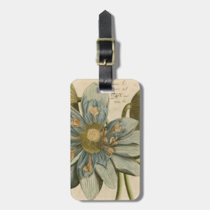 Blue Lotus Flower on Tan Background with Writing Luggage Tag