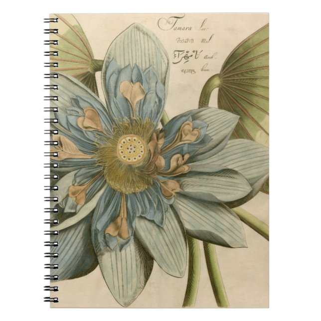 Blue Lotus Flower on Tan Background with Writing Notebook (Front)