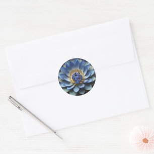 Blue Lotus Flower Spiritual Zen Art  Classic Round Sticker