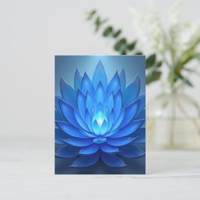 Blue Lotus Flower Spiritual Zen Art  Postcard (Standing Front)