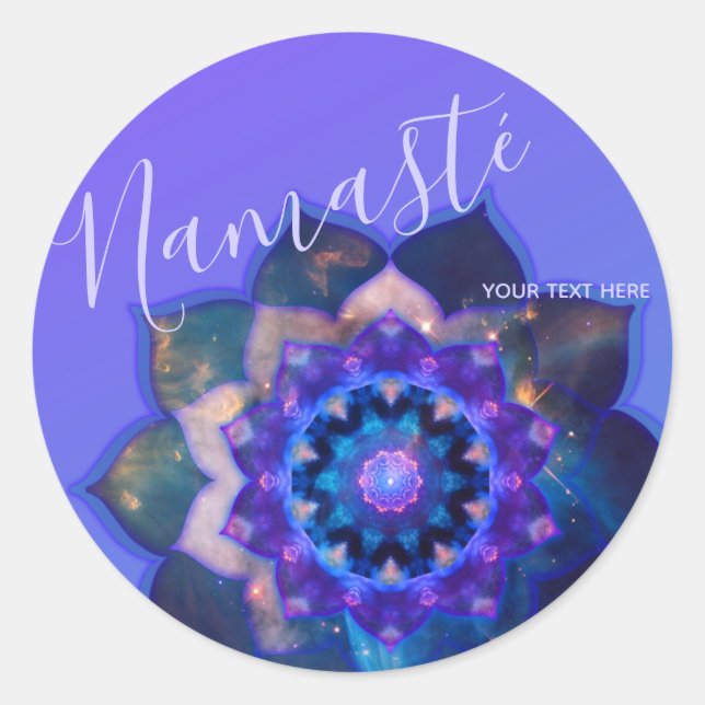 Blue Lotus Mandala Classic Round Sticker (Front)