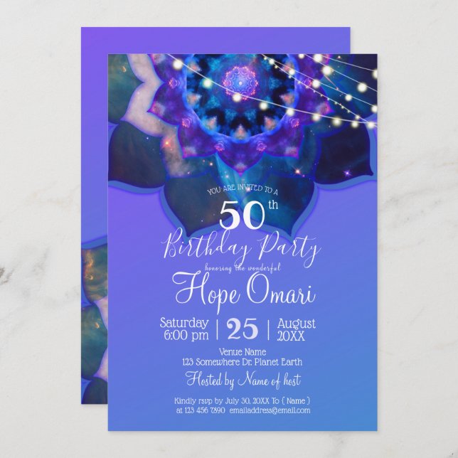 Blue Lotus Mandala Invitation (Front/Back)