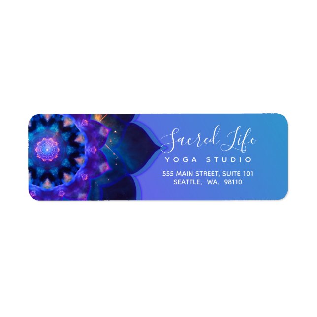 Blue Lotus Mandala Return Address Label (Front)