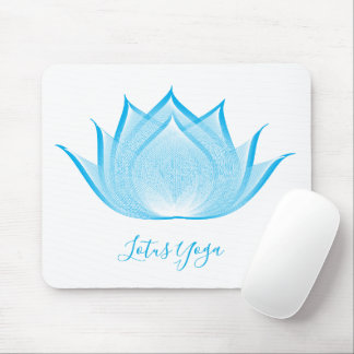 Blue Lotus Moiré Drawing Flower Graphic Art Yoga Mouse Pad