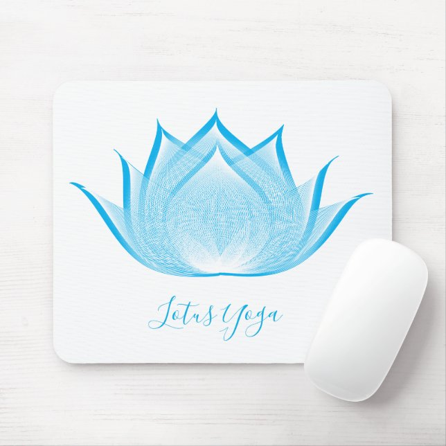 Blue Lotus Moiré Drawing Flower Graphic Art Yoga Mouse Pad (With Mouse)