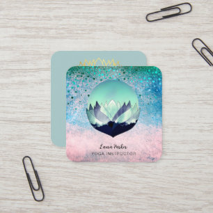 Blue Lotus Moon Meditation Yoga Holistic Sea Square Business Card