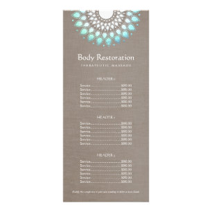 Blue Lotus Natural Health and Wellness Price List Rack Card