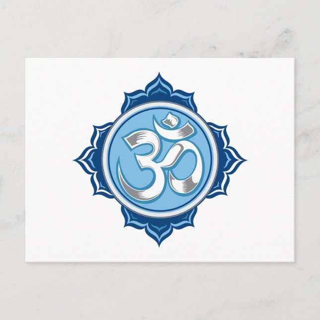 Blue Lotus Om Postcard (Front)