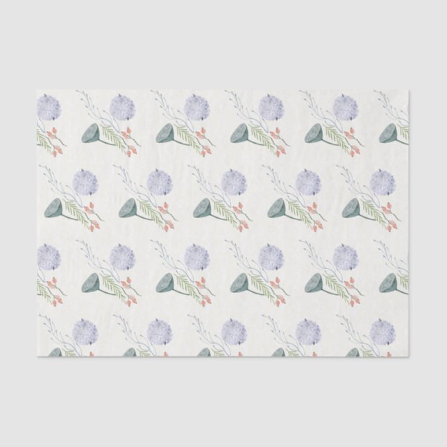 Blue Lotus Pod Floral Tissue Paper (Front)
