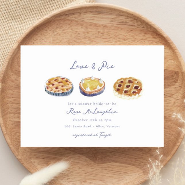 Blue Love and Pie Hand Painted Bridal Shower Invitation (Creator Uploaded)