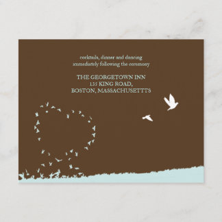 Blue love bird reception card