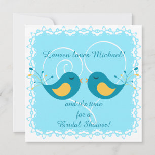 Blue Love Birds Bridal Shower Invitation